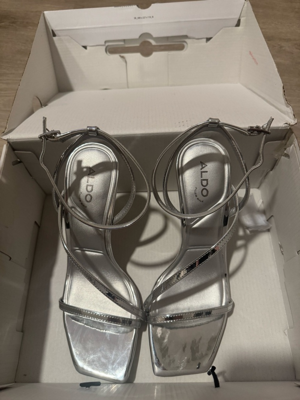 ALDO Silver Metallic Strappy Heeled Sandals